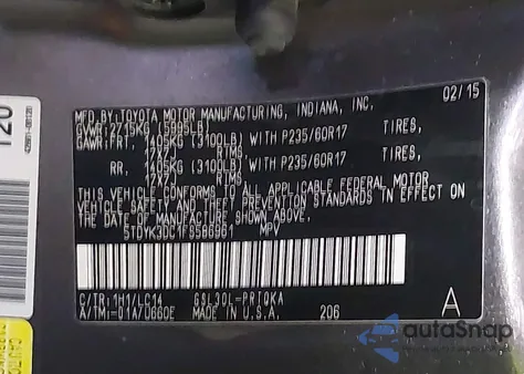 2015 Toyota Sienna Xle 8 Passenger из США, поврежденный, VIN 5TDYK3DC1FS586961